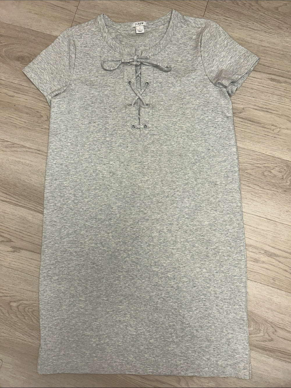 J. Crew Light Gray Lace-Up T-Shirt Dress